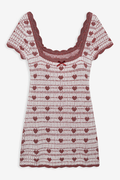 Candy Heart Knit Mini Dress - Cream | For Love and Lemons