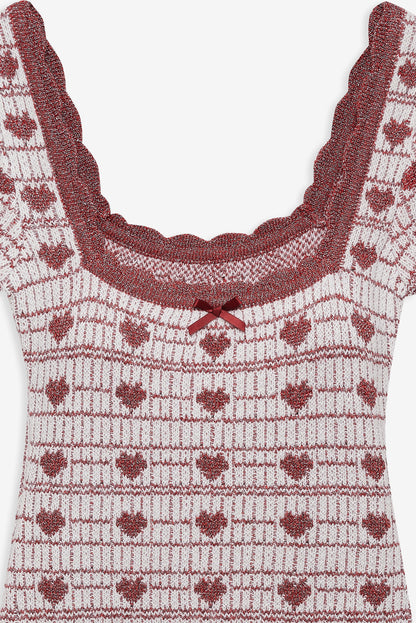 Candy Heart Knit Mini Dress - Cream | For Love and Lemons