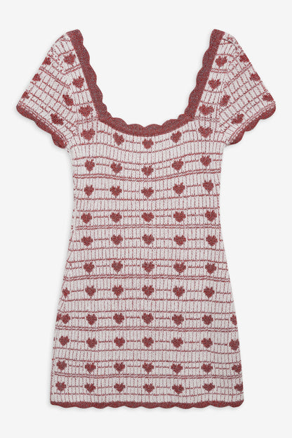Candy Heart Knit Mini Dress - Cream | For Love and Lemons