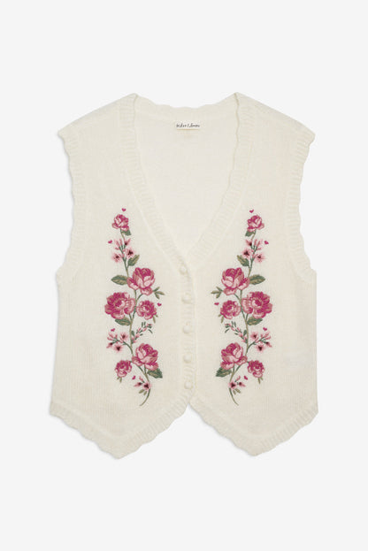 Molly Embroidered Sweater Vest - Cream | For Love and Lemons