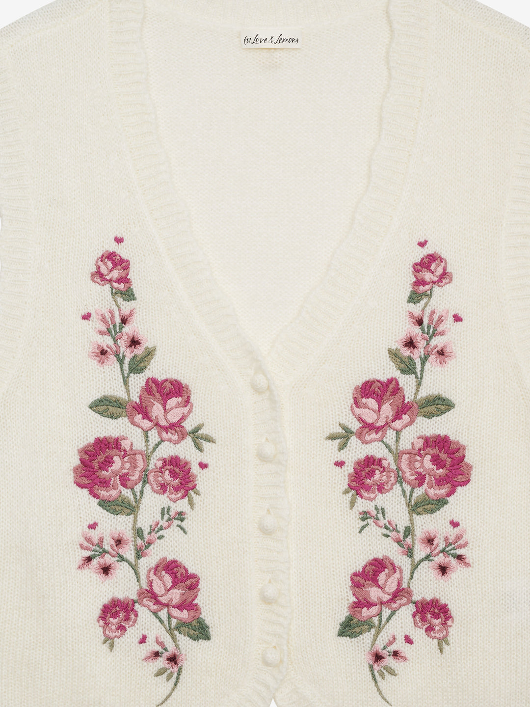 Molly Embroidered Sweater Vest - Cream | For Love and Lemons