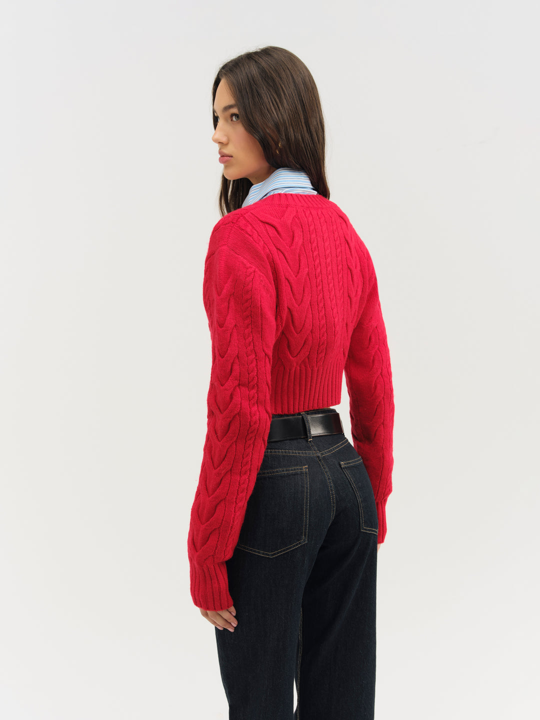 Camille Cable Knit Cardigan - Red | For Love and Lemons