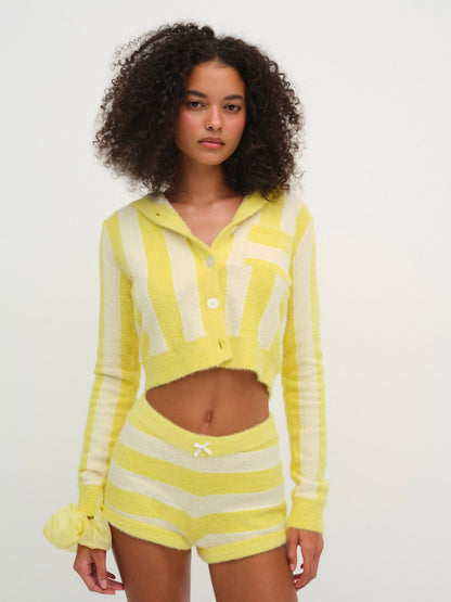 Sleepy Stripe Hoodie - Yellow | For Love and Lemons