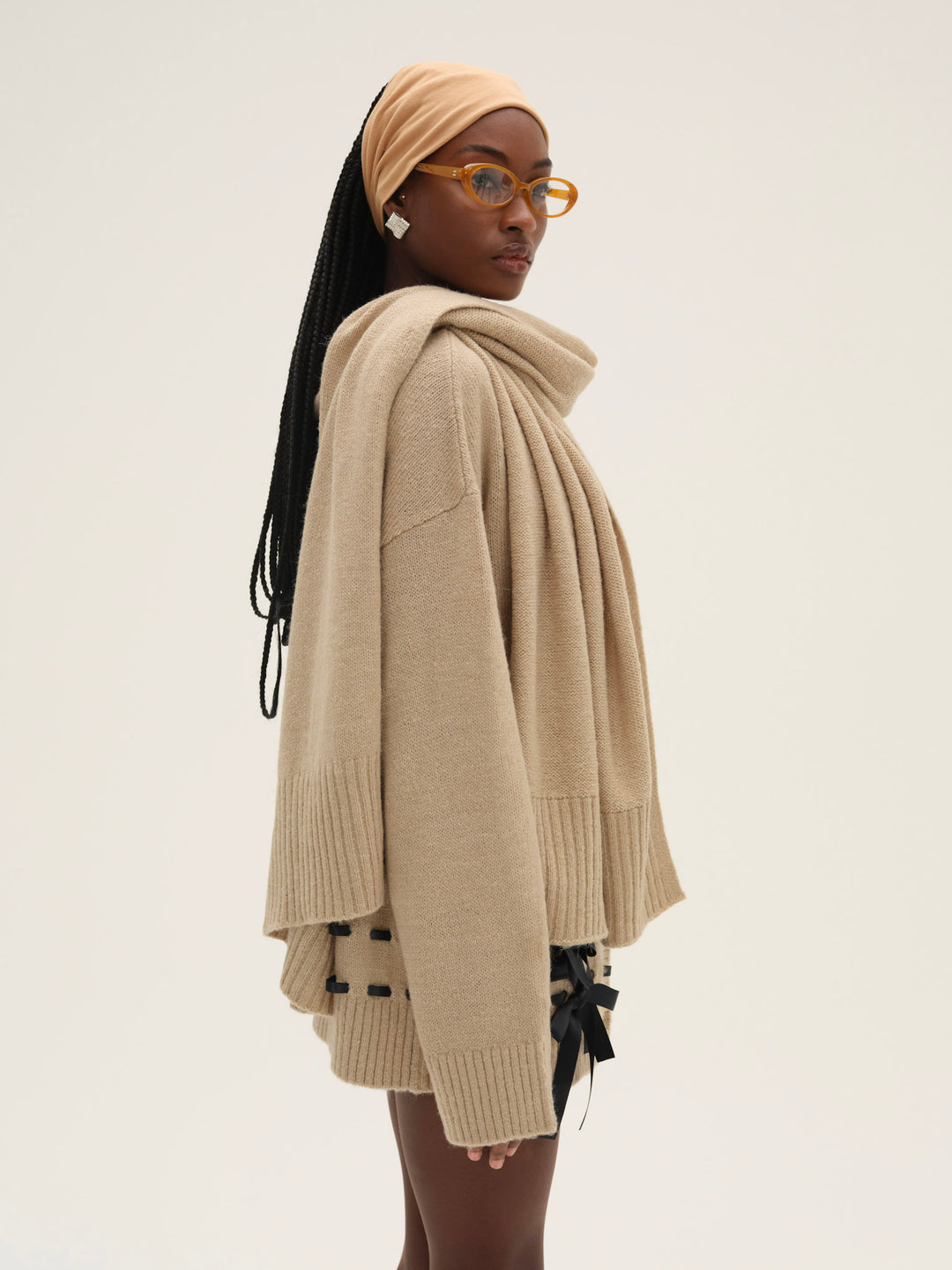 Solana Cardigan with Scarf - Tan | For Love and Lemons