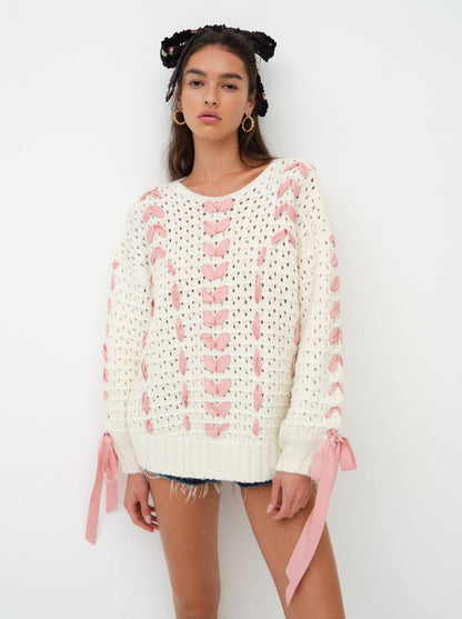 Laurel Oversized Sweater - White | For Love and Lemons