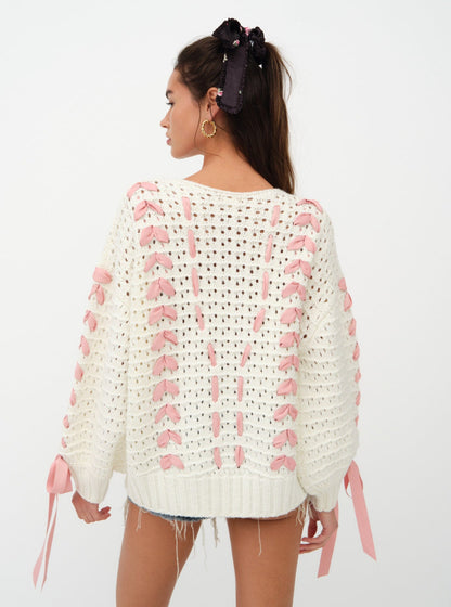Laurel Oversized Sweater - White | For Love and Lemons