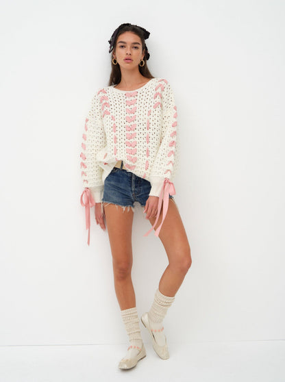 Laurel Oversized Sweater - White | For Love and Lemons