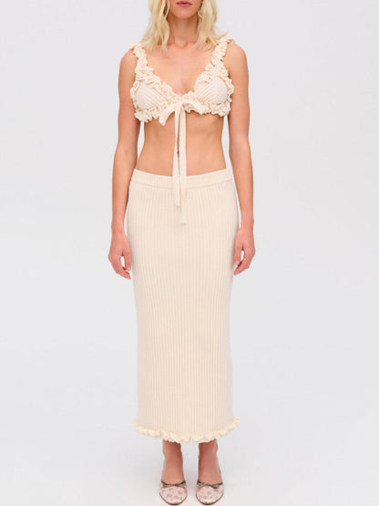 Rey Knit Midi Skirt - Cream | For Love and Lemons