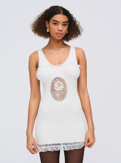 Lyon Knit Mini Dress - White | For Love and Lemons