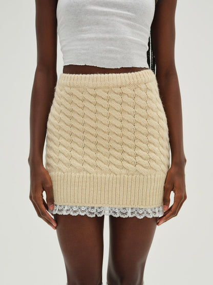 Milana Knit Mini Skirt - Cream | For Love and Lemons