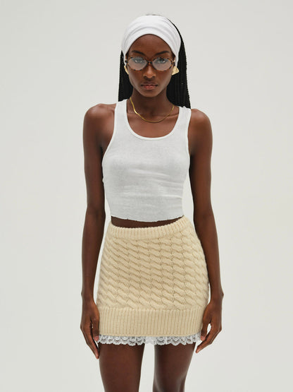 Milana Knit Mini Skirt - Cream | For Love and Lemons