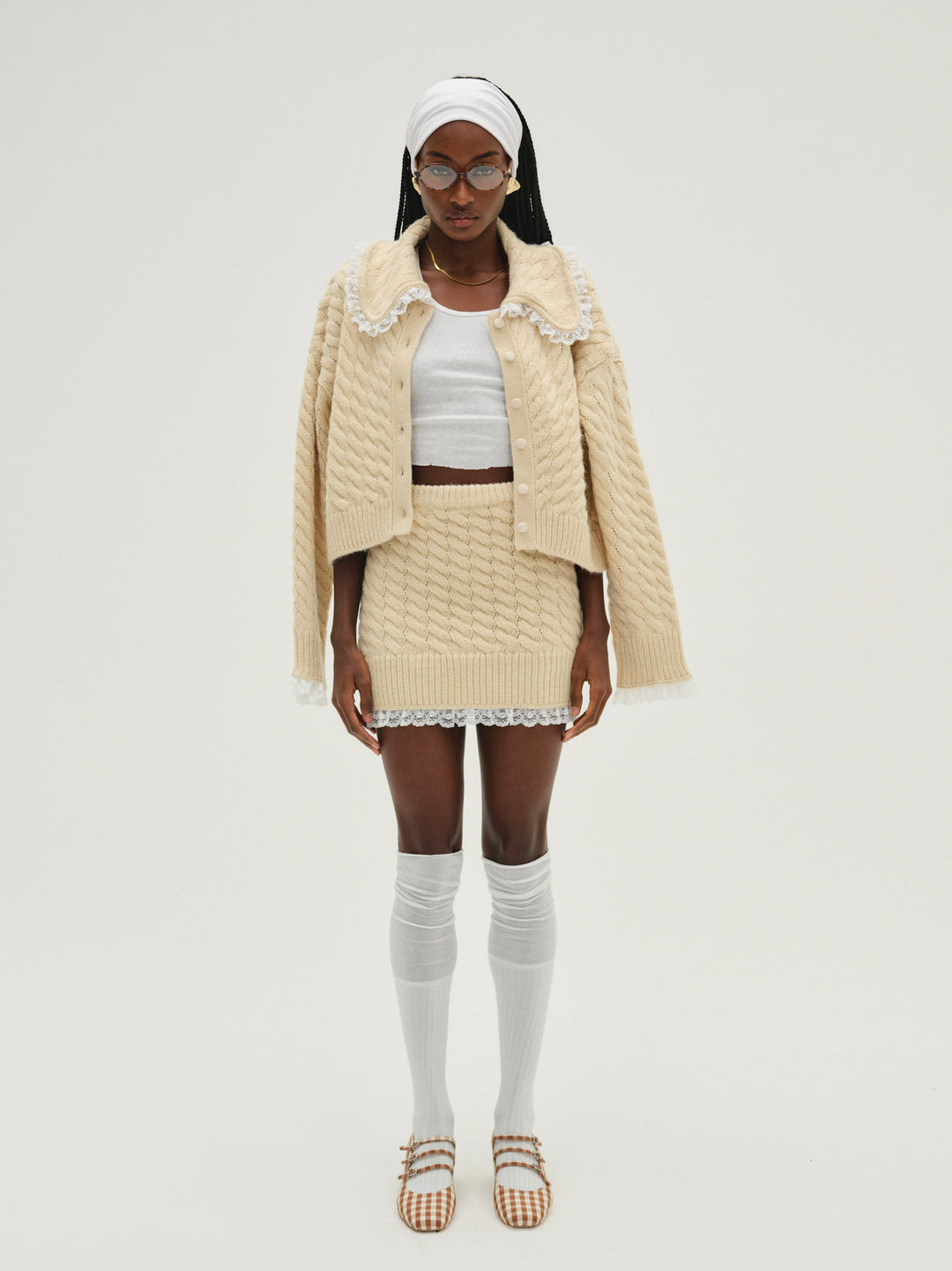 Milana Knit Mini Skirt - Cream | For Love and Lemons