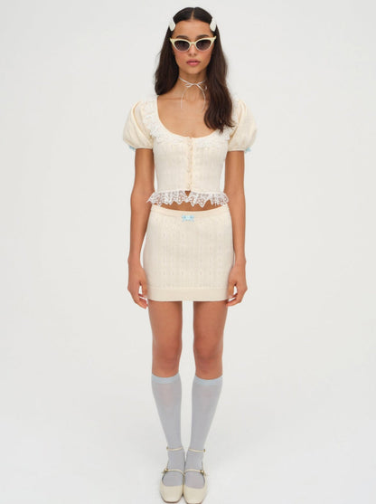 Daniela Knit Mini Skirt - Cream | For Love and Lemons