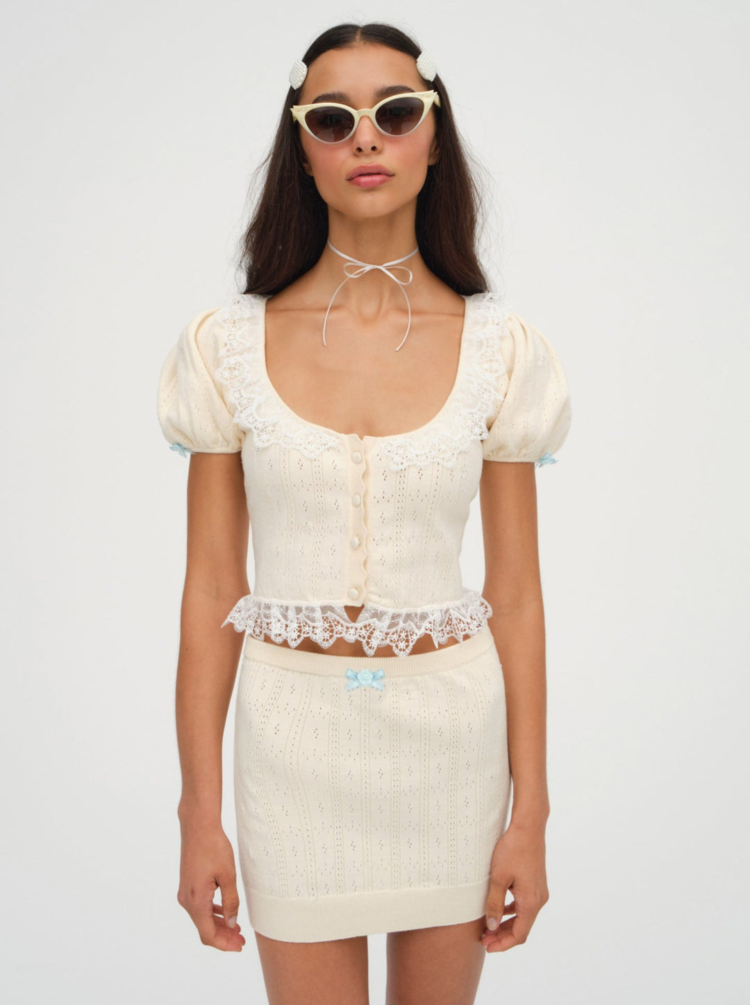 Daniela Knit Mini Skirt - Cream | For Love and Lemons