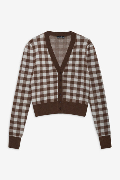Gingham Knit Cardigan - Brown | For Love and Lemons