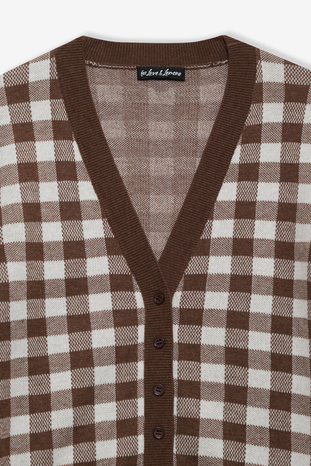 Gingham Knit Cardigan - Brown | For Love and Lemons