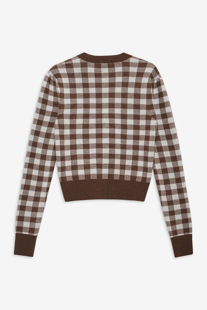 Gingham Knit Cardigan - Brown | For Love and Lemons