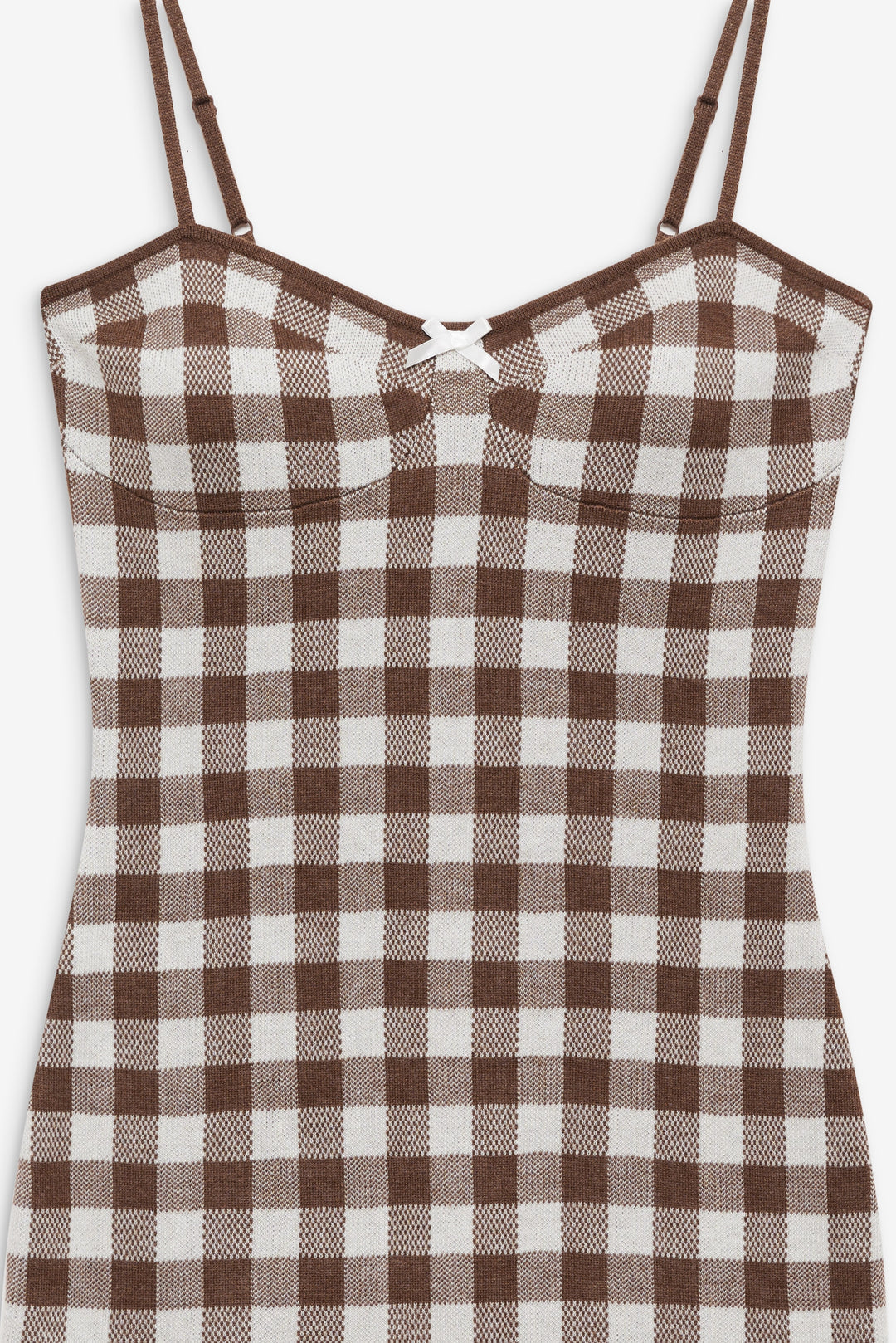 Gingham Knit Mini Dress - Brown | For Love and Lemons