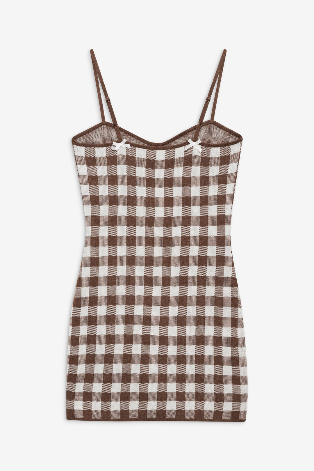Gingham Knit Mini Dress - Brown | For Love and Lemons
