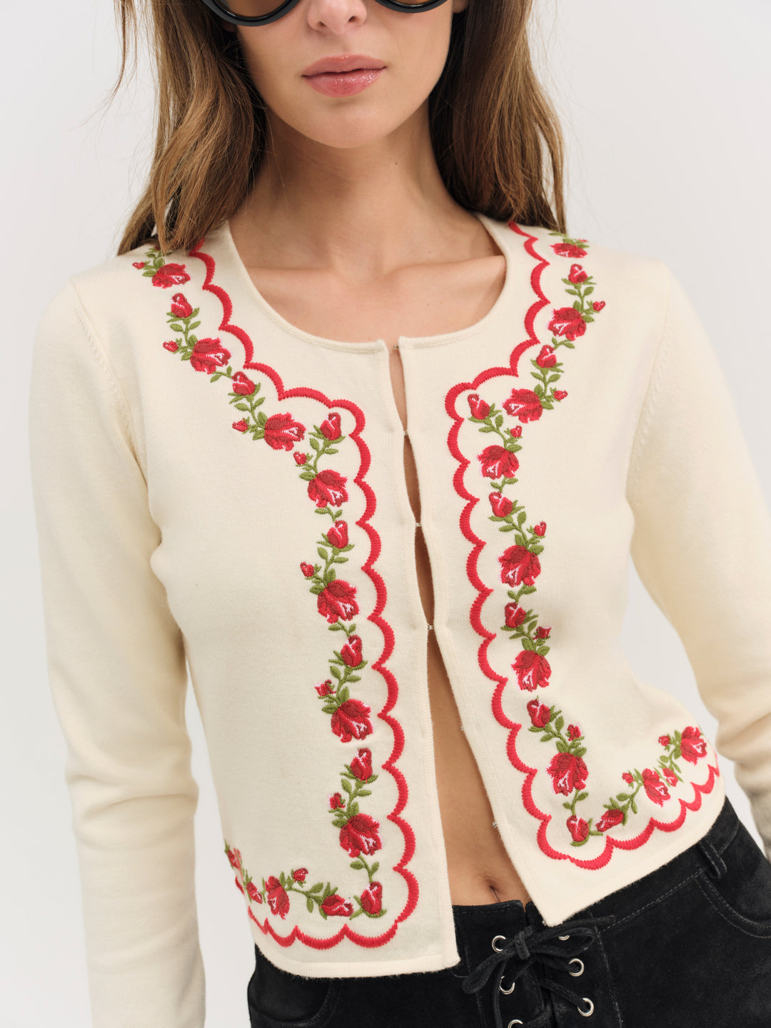 Rose Waltz Scalloped Knit Cardigan - Cream | For Love and Lemons