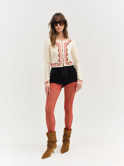 Rose Waltz Scalloped Knit Cardigan - Cream | For Love and Lemons