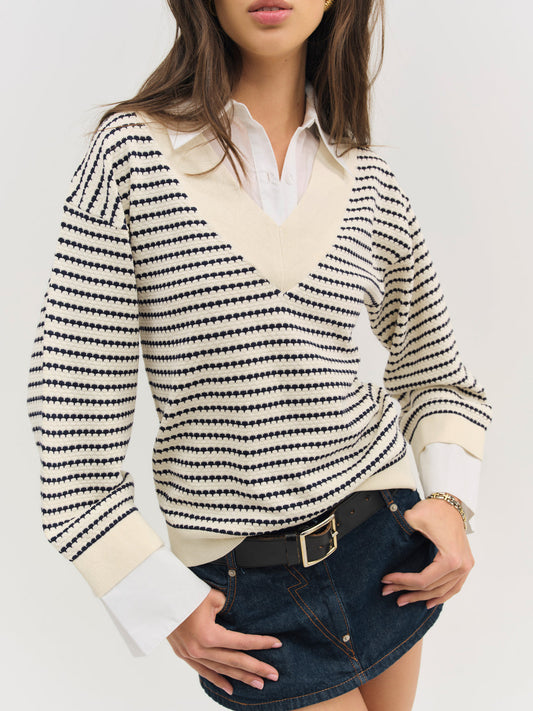 Regatta Stripe Knit Sweater - Cream | For Love and Lemons