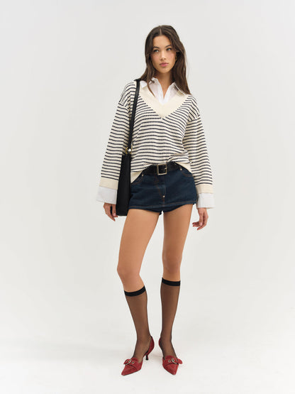 Regatta Stripe Knit Sweater - Cream | For Love and Lemons