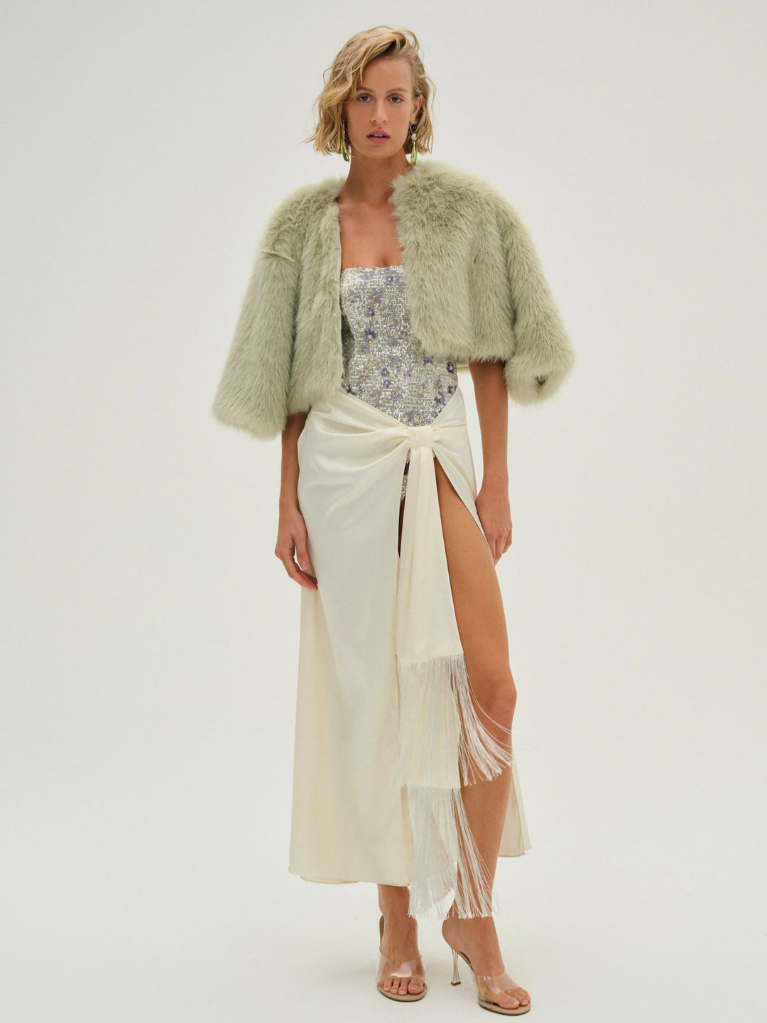 Amina Fur Jacket - Green | For Love and Lemons