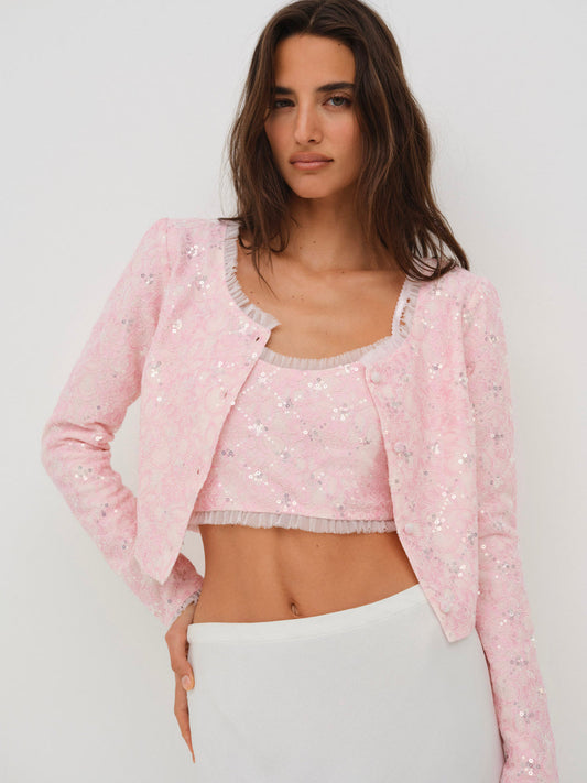 Isabeau Cardigan - Pink | For Love and Lemons