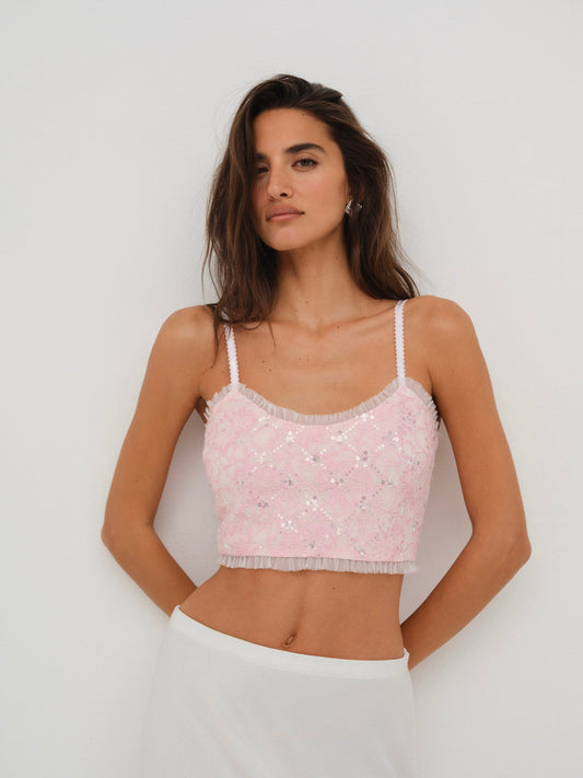 Isabeau Sleep Top - Pink | For Love and Lemons