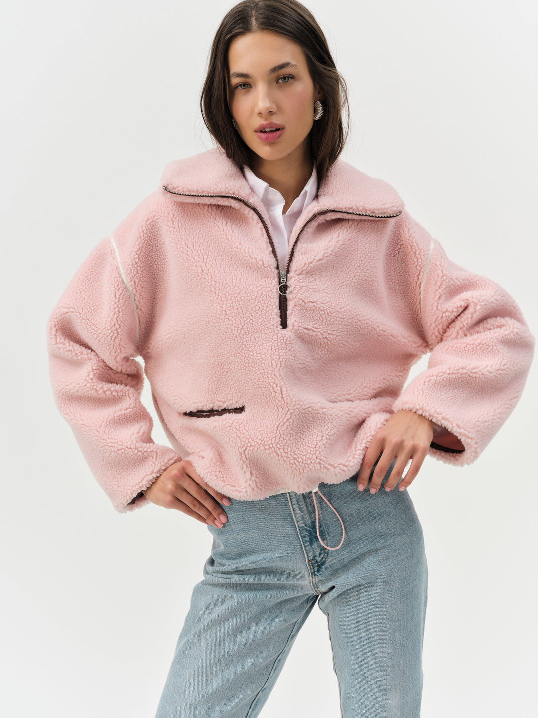 Melody Pullover Sherpa Jacket - Pink | For Love and Lemons