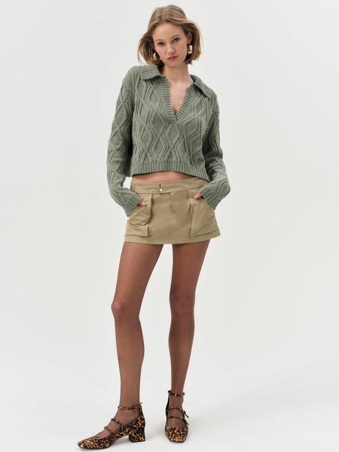 Madison Chenille Polo - Green | For Love and Lemons