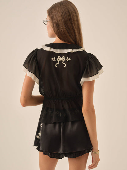 Emmie Chiffon Skort - Black | For Love and Lemons