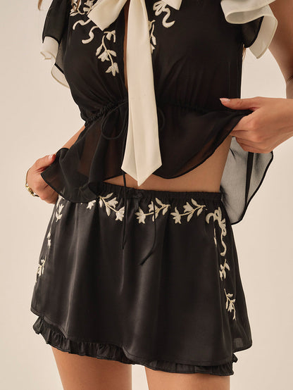 Emmie Chiffon Skort - Black | For Love and Lemons