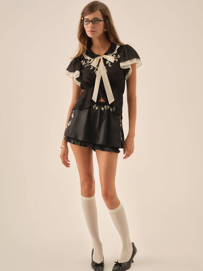 Emmie Chiffon Skort - Black | For Love and Lemons
