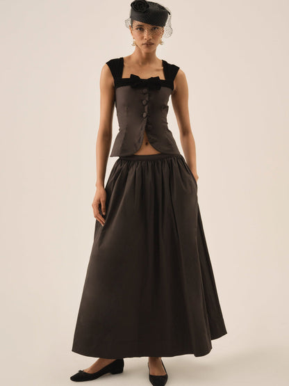 Train Station Poplin Maxi Skirt - Black | For Love and Lemons