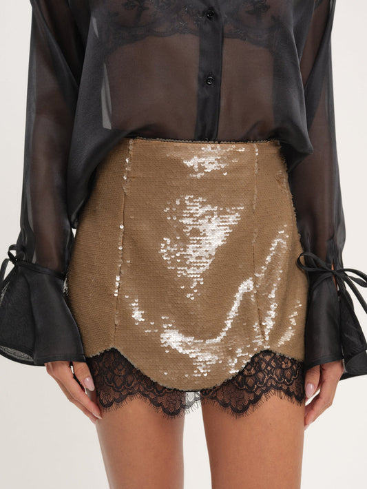 Sylvie Sequin Mini Skirt - Brown | For Love and Lemons