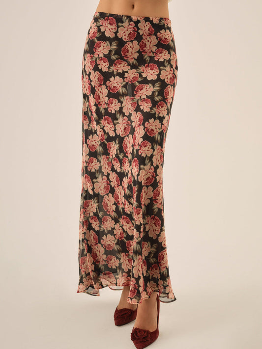 Belmond Floral Maxi Skirt - Black | For Love and Lemons