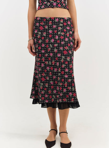 Betty Bud Midi Skirt - Black | For Love and Lemons