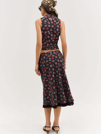 Betty Bud Midi Skirt - Black | For Love and Lemons