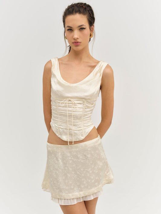 Carla Jacquard Mini Skirt - Cream | For Love and Lemons