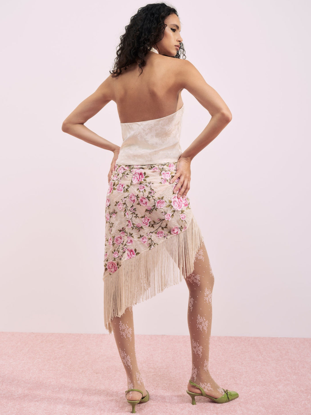 Esme Rose Embroidered Asymmetrical Skirt - Pink | For Love and Lemons