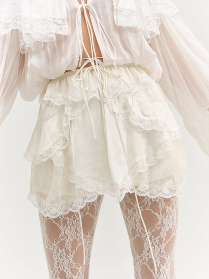 Jeanne Jacquard Mini Skirt - Cream | For Love and Lemons