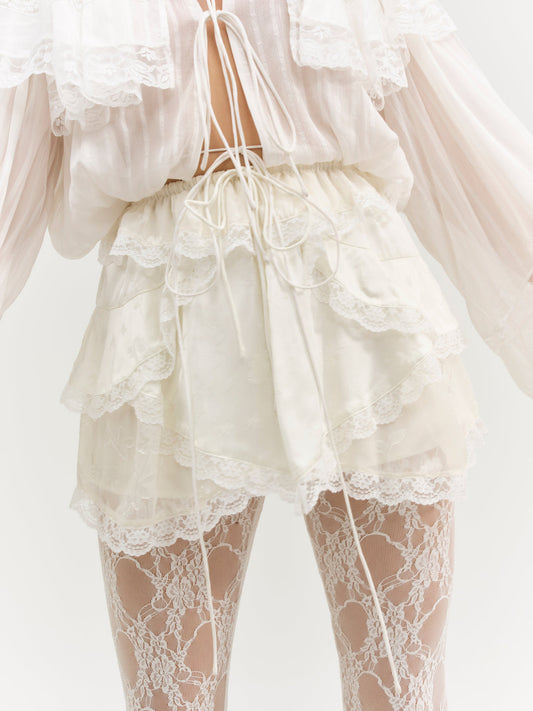 Jeanne Jacquard Mini Skirt - Cream | For Love and Lemons