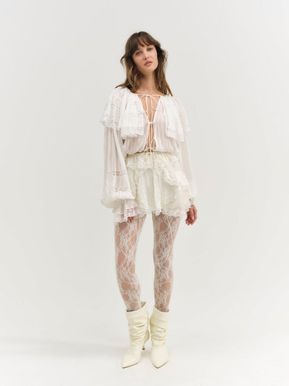 Jeanne Jacquard Mini Skirt - Cream | For Love and Lemons