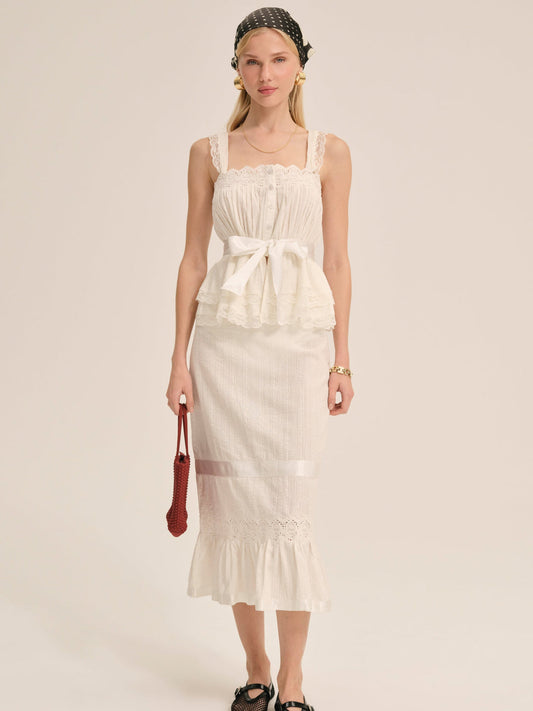Sweet Summer Midi Skirt - White | For Love and Lemons