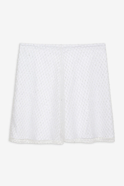 Glitter Grid Mini Skirt - White | For Love and Lemons
