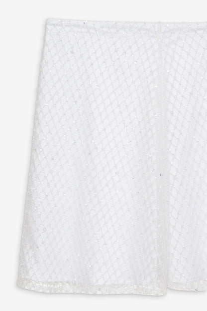 Glitter Grid Mini Skirt - White | For Love and Lemons