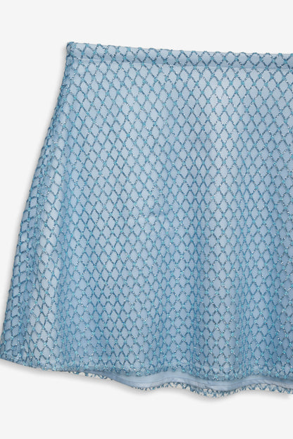 Glitter Grid Mini Skirt - Blue | For Love and Lemons