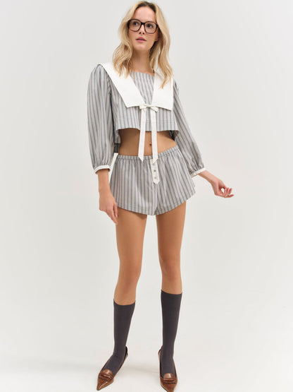 Linen Stripe Shorts - Blue | For Love and Lemons